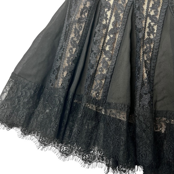 Ann Taylor LOFT Black Floral Lace A-Line Skirt 2P Paneled Eyelash Trim Romantic - Picture 6 of 9